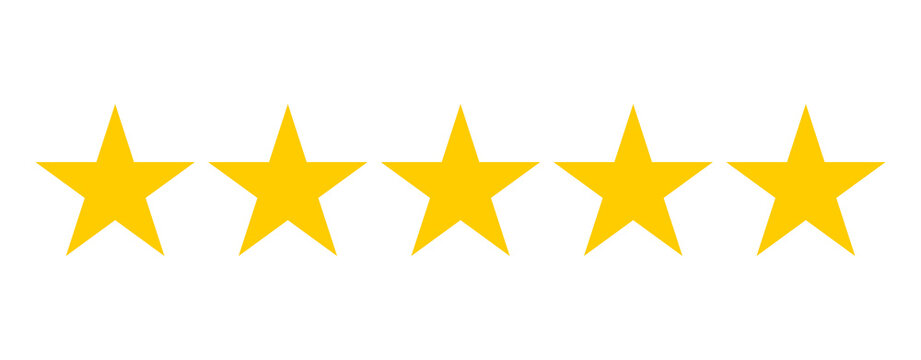 Five yellow stars on a white background